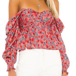 House of Harlow 1960 Red Floral Blouse